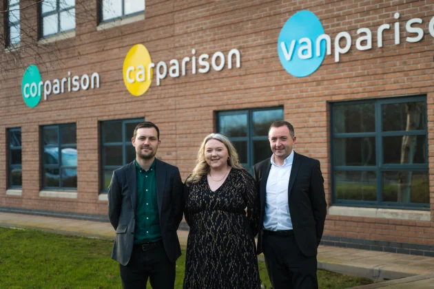 Carparison management team outside Exeter HQ