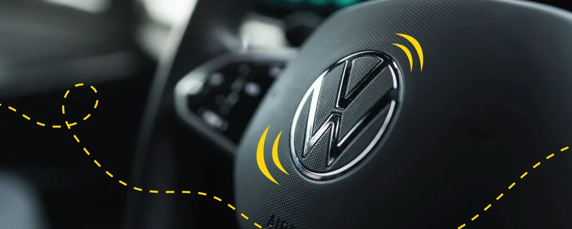 Close up of Volkswagen ID.4 steering wheel