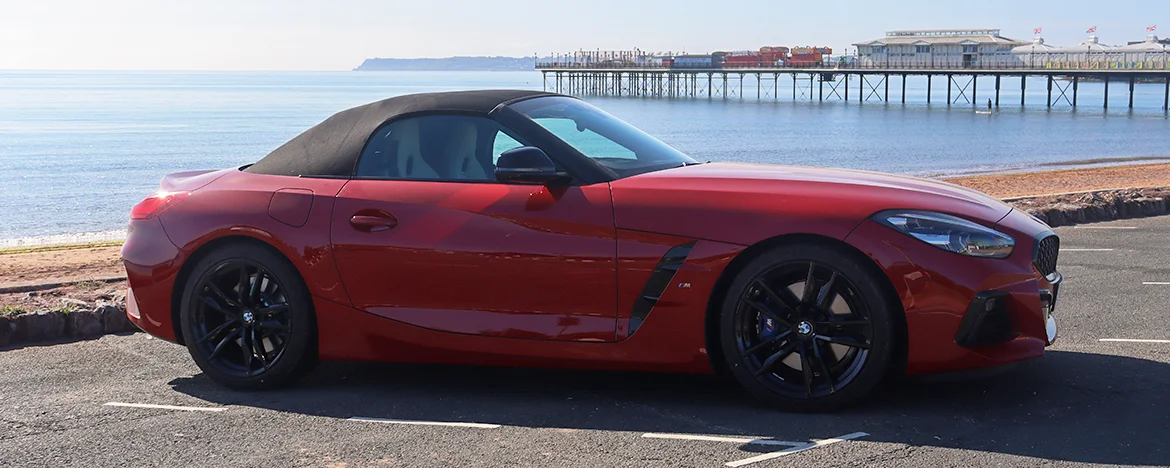 BMW Z4 parked by pier