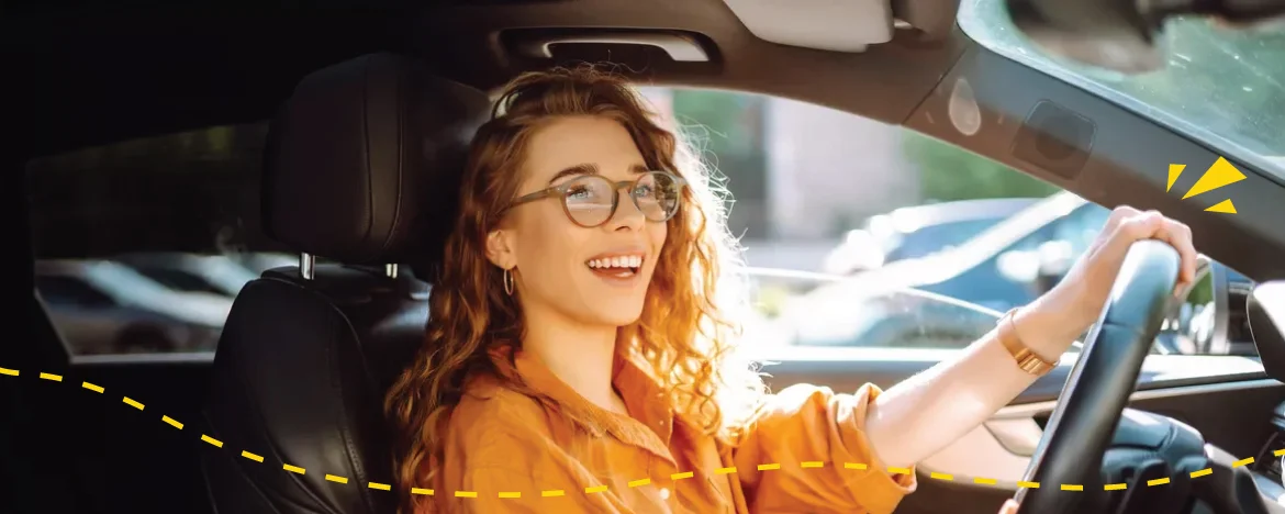 woman driving car