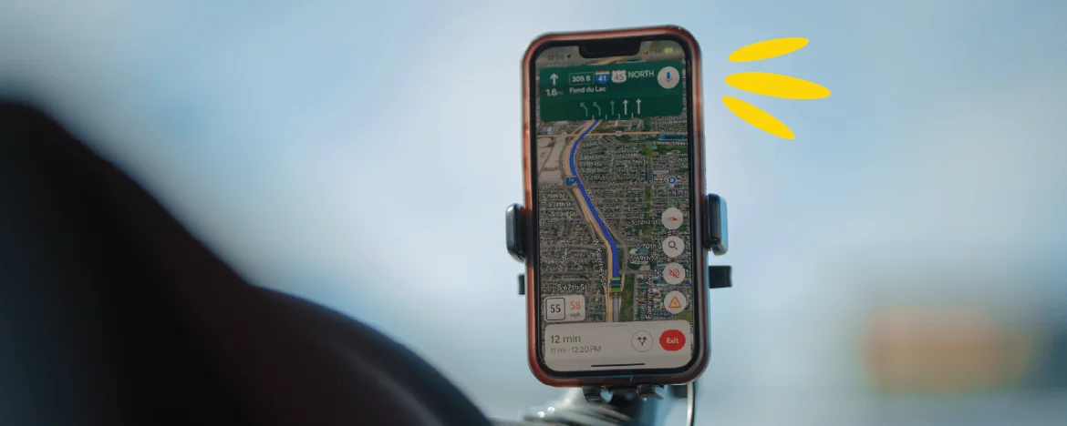 Phone with maps on it