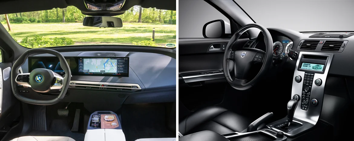 BMW iX interior compared to Volvo C30 
