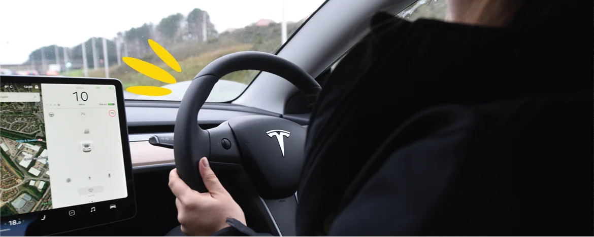 Driving tesla model 3 in winter