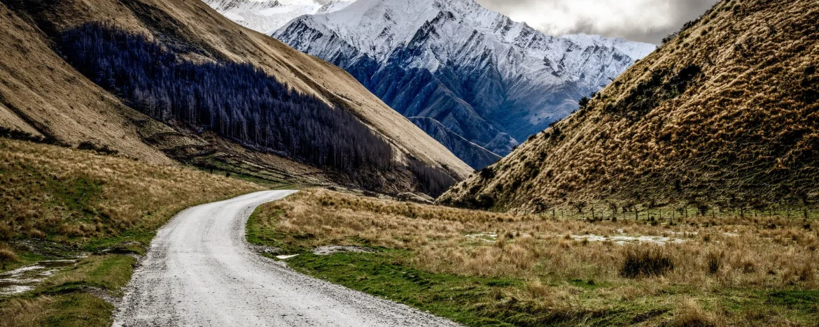 Snow covered mountain road