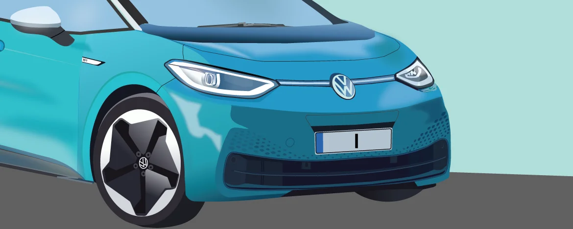 Volkswagen graphic with '1' personalised number plate