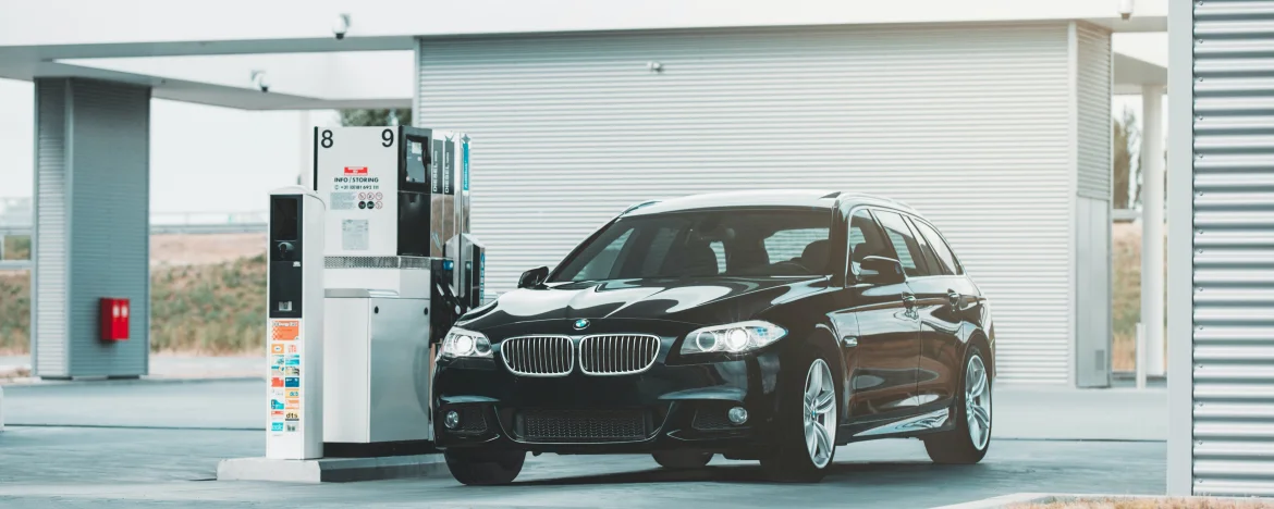 BMW at fueling station 