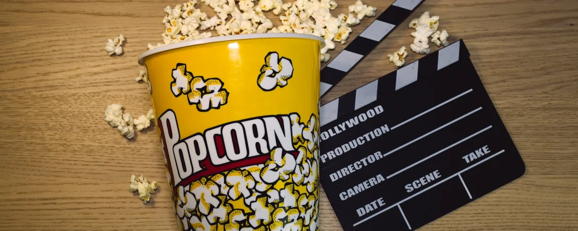 Popcorn and film clapper board