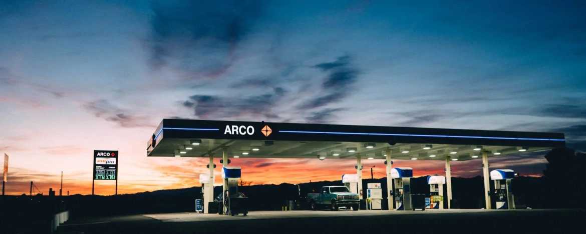 Petrol station at night 