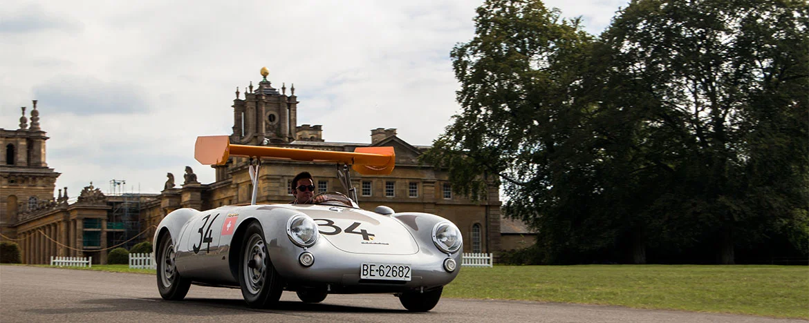 Classic car being driven at Blenheim Palace