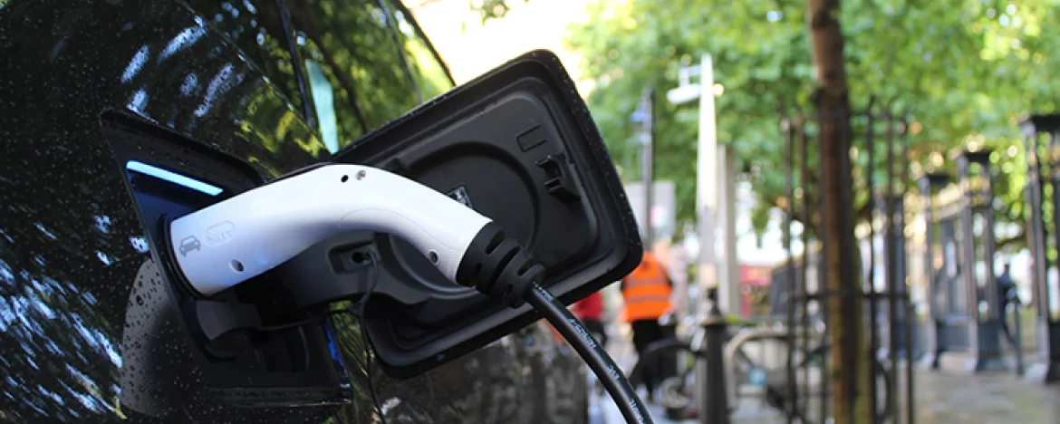 Electric car charging on street