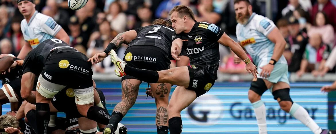 Carparison's branded kit on show during Exeter Chiefs vs Harlequins