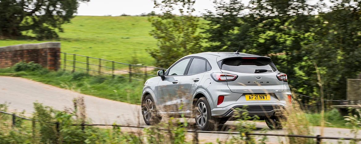 Ford Puma driving up to bridge