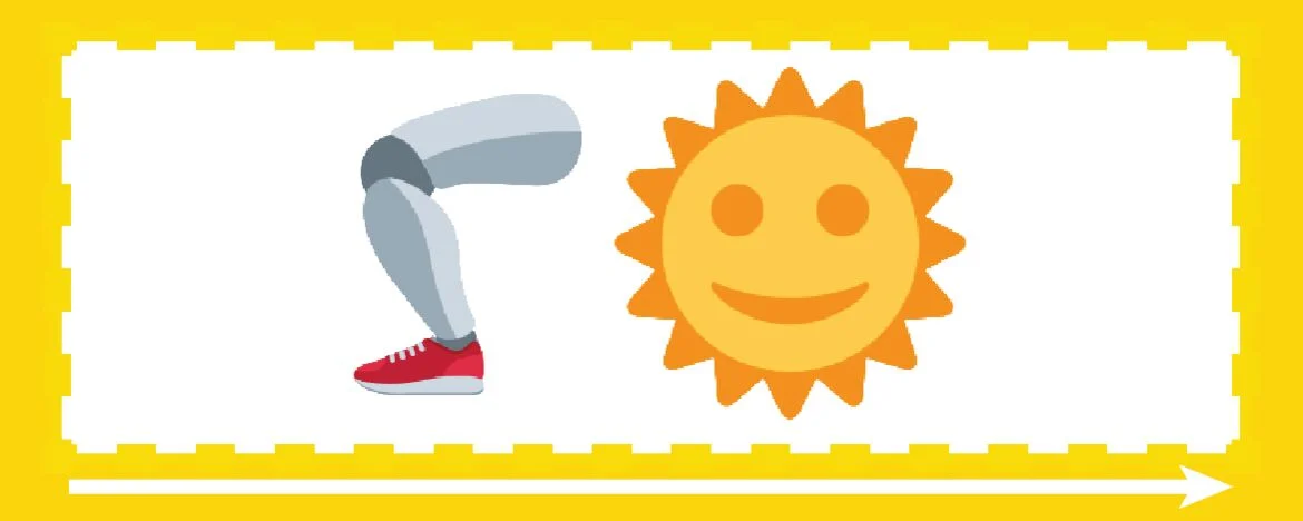 Knee and sun emojis