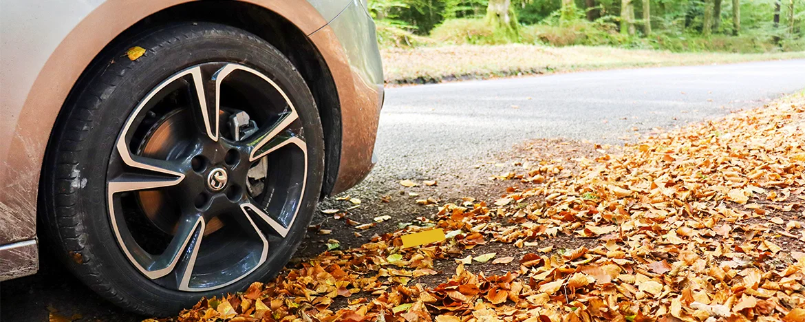 Vauxhall Corsa parked on leaves