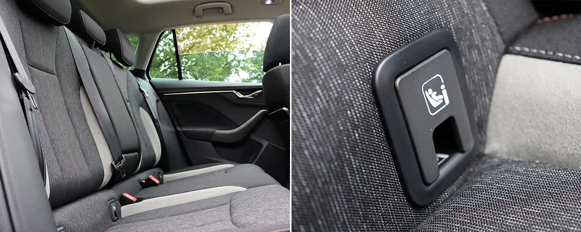 Rear seats, seatbelts, and Isofix points in Skoda Scala