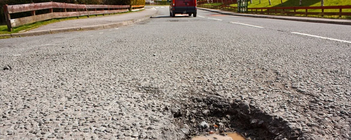 Big pothole on UK road