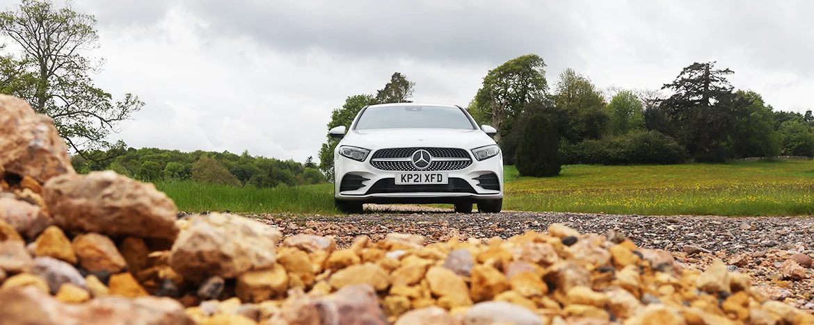 A-Class Saloon on rocky road