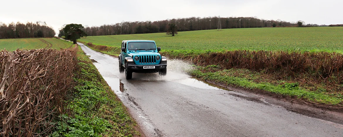 Wrangler going through water