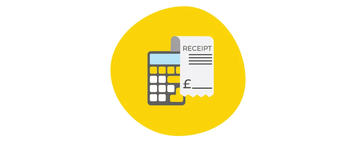 Graphic of a calculator with finance receipt