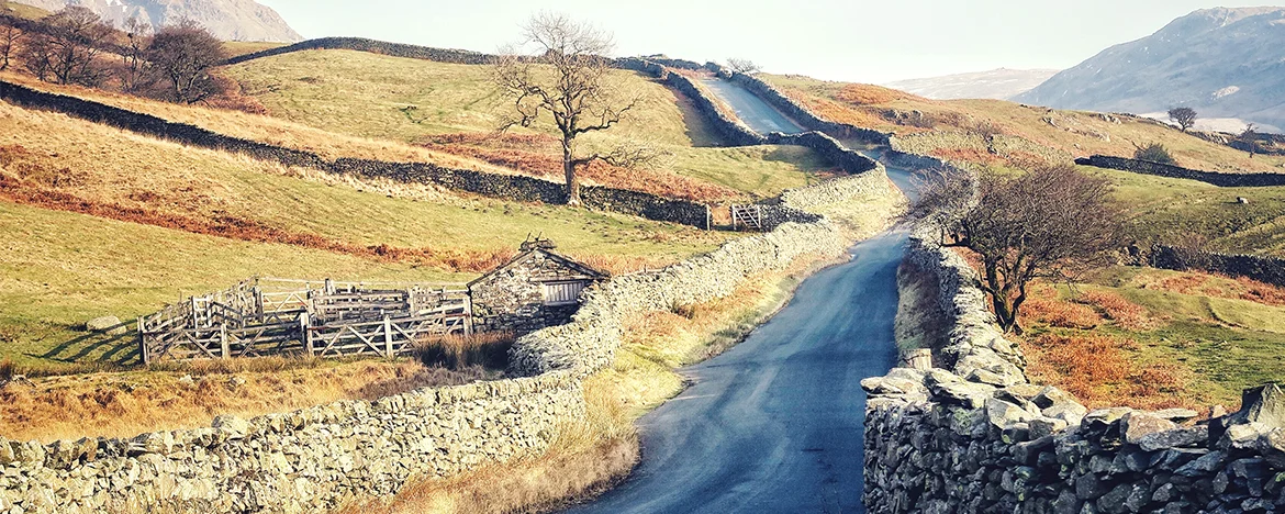 Winding road through the Lake District