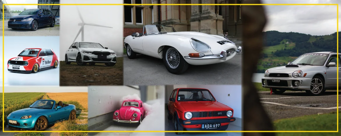 An image collage of cars we love