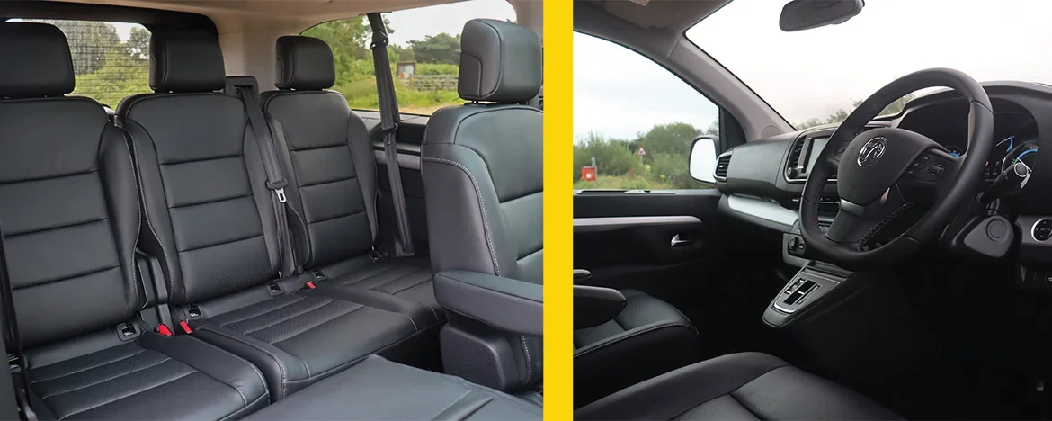 Vauxhall Vivaro-e Life drivers seat and passenger seats