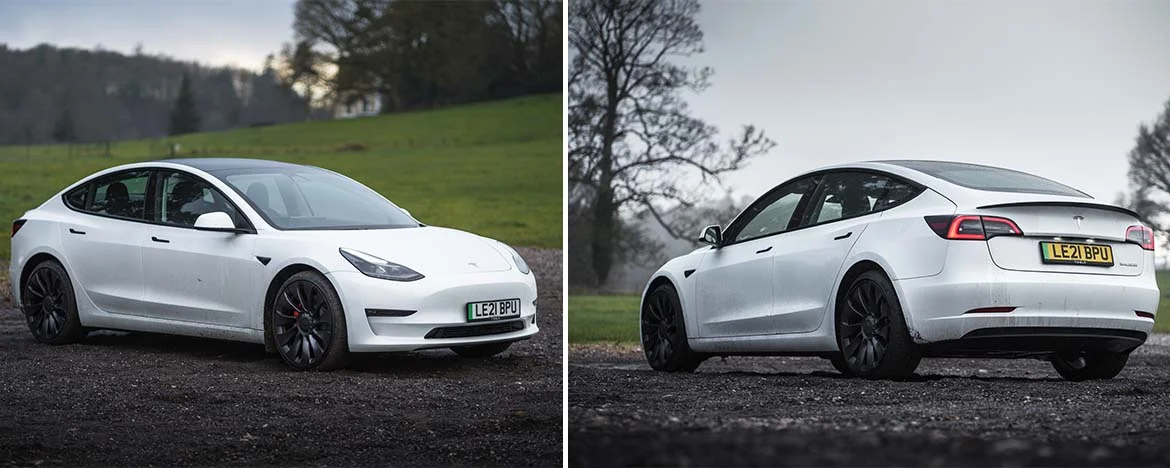 Tesla Model 3 front and rear