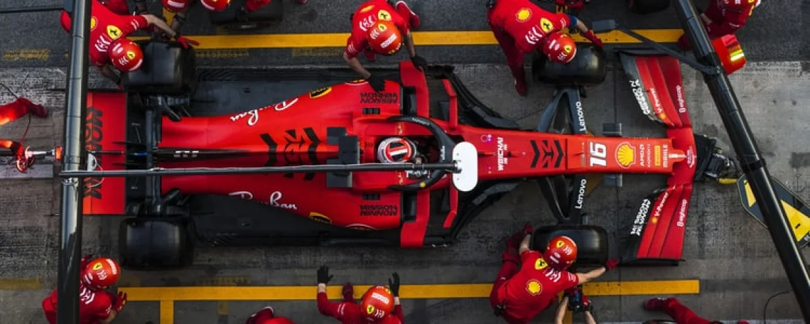 F1 car in the pits