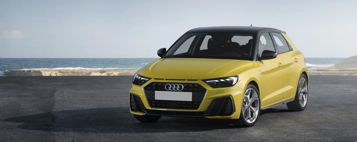 Audi A1 parked by the sea