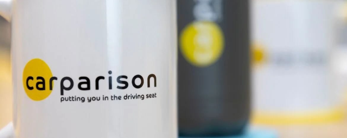 Carparison branded mug and water bottle