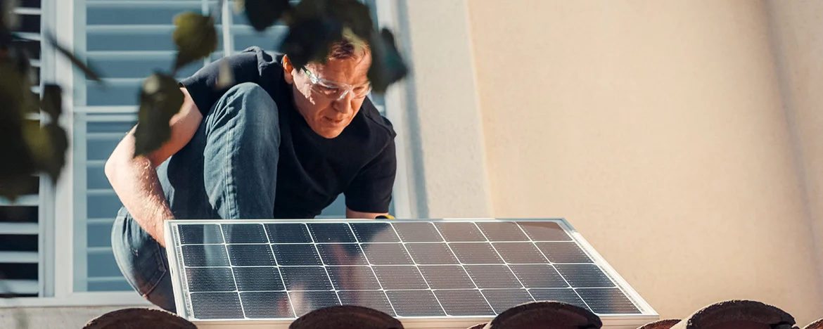 Solar panels being installed on a roof