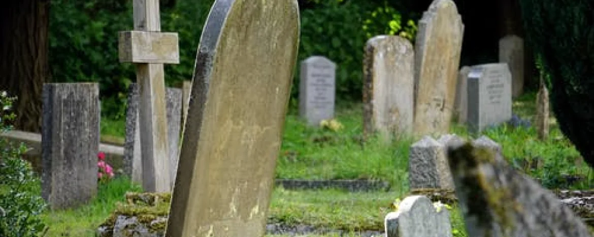 Headstones in a graveyard