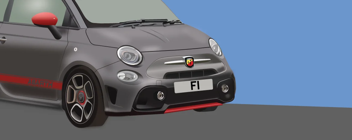 Fiat 500 graphic with F1 personalised number plate