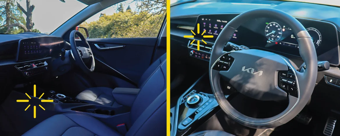 Infotainment screen and driver's display in the Kia Niro EV