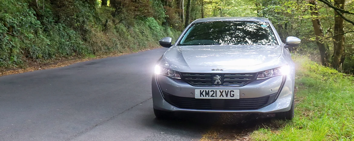 Peugeot 508 driving on grass