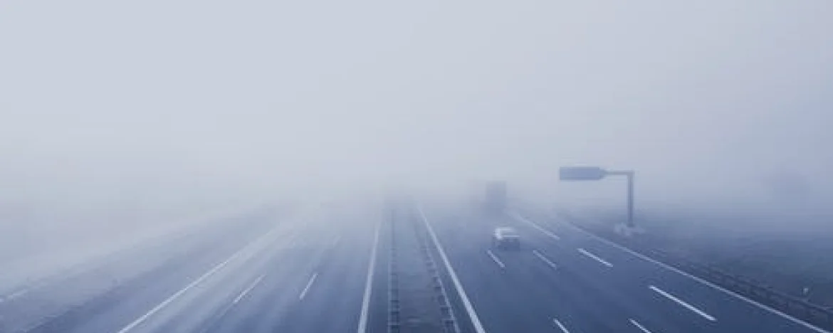 Motorway in heavy fog