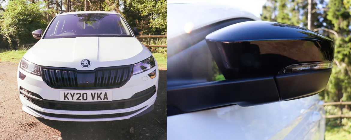 Skoda Karoq front profile and wing mirror