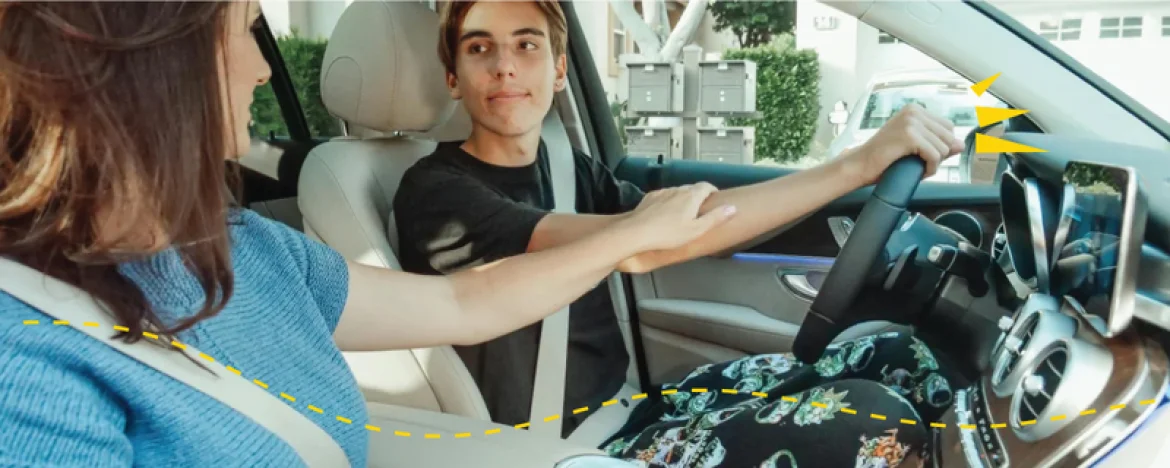 Boy learning to drive