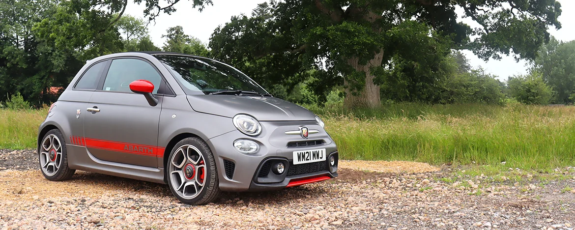 Abarth 595 parked under three