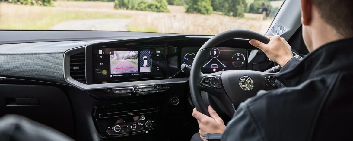 Man driving electric car