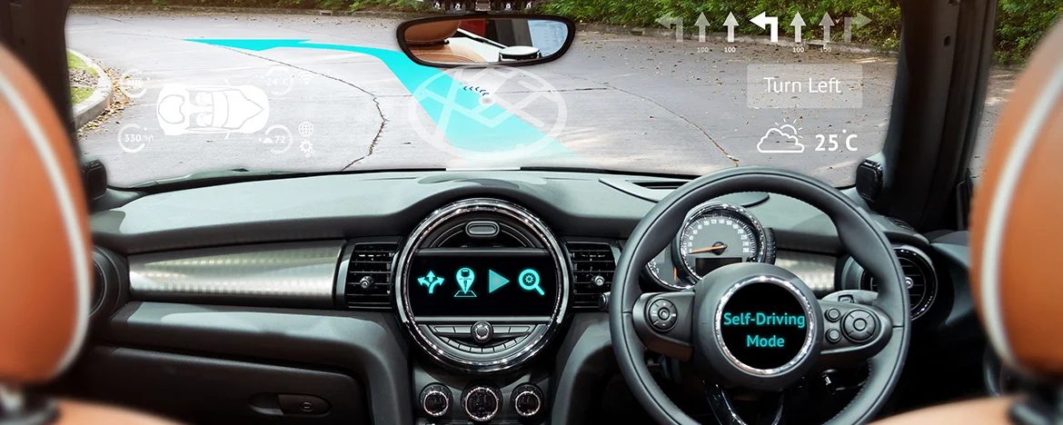 head-up display in a car