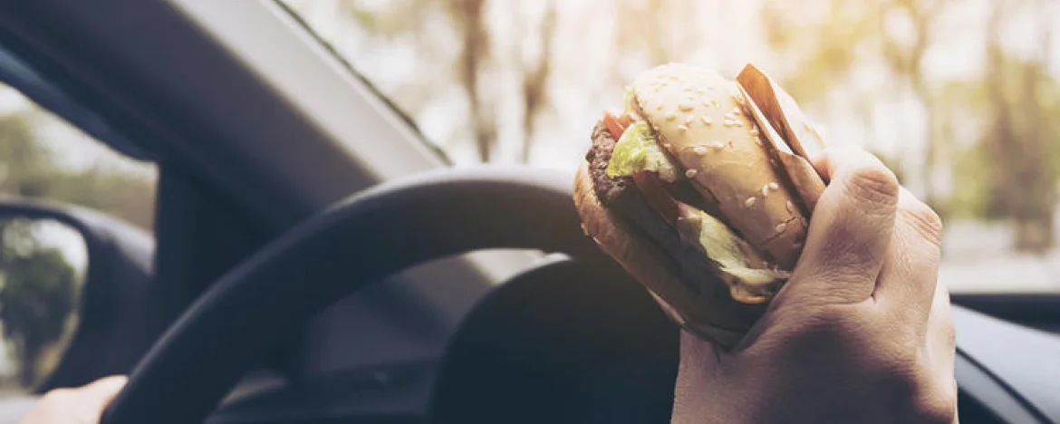 driving whilst eating a burger