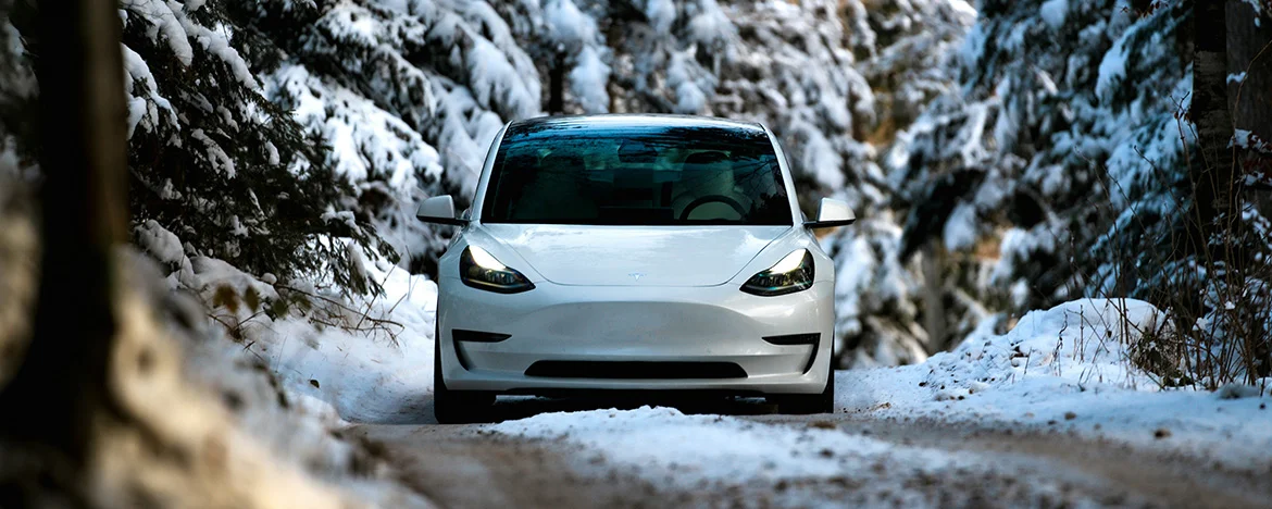Tesla model in snow