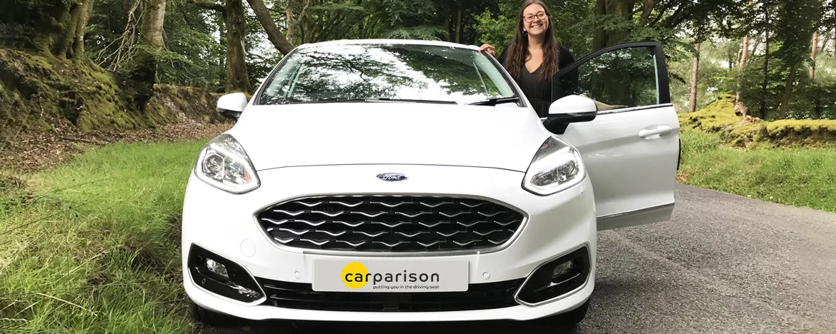 woman with ford fiesta vignale 2020