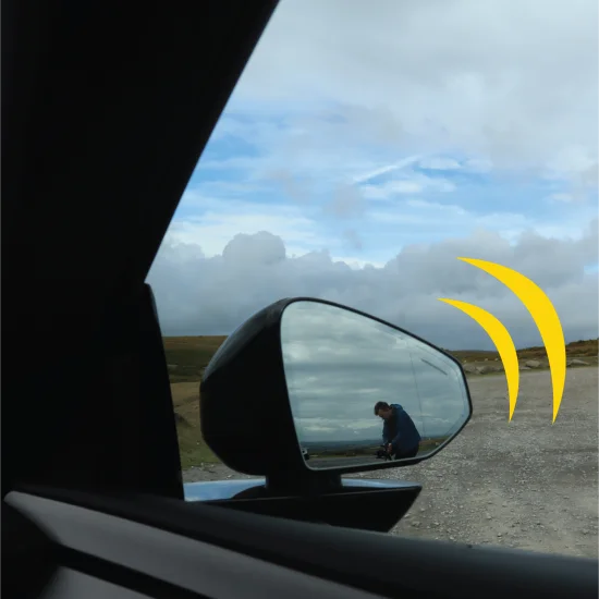 Wing mirror on photoshoot