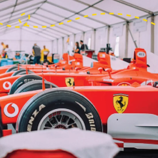 Ferrari cars lined up