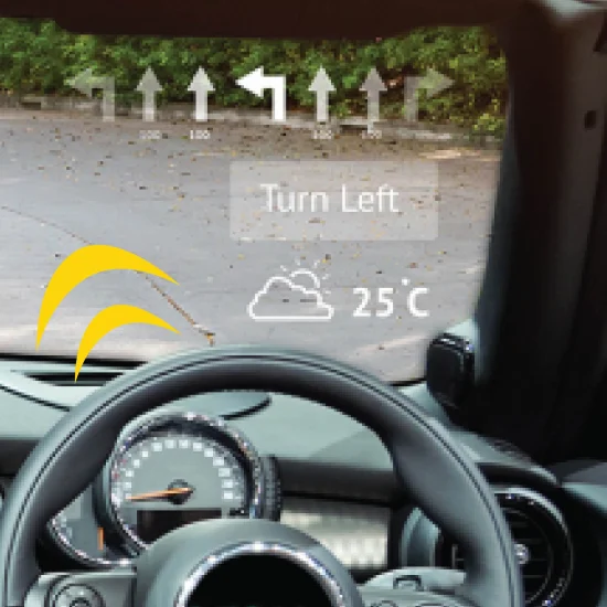 head up display on windscreen