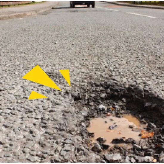 Pothole on road