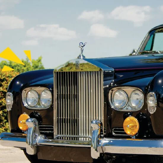 Vintage Rolls-Royce with yellow accents