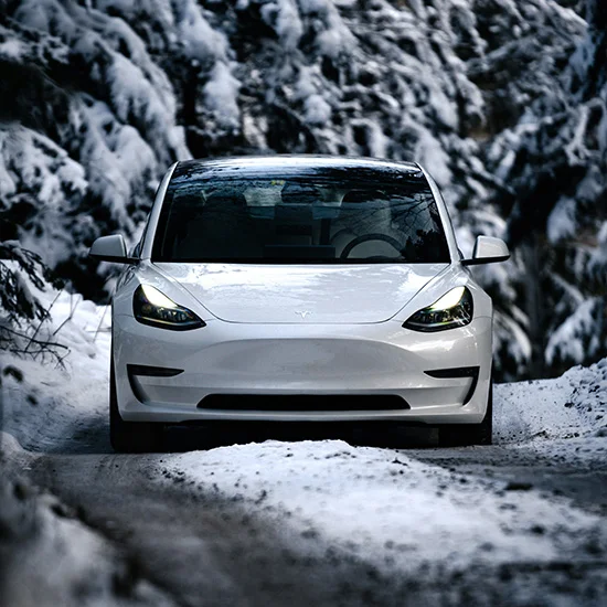 Tesla model in snow